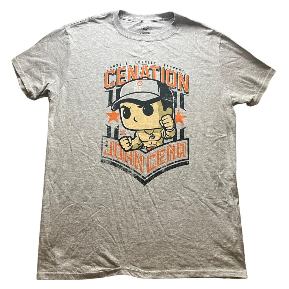 WWE John Cena Shirt Mens Medium Funko Pop Cenation‎ Wrestling Spell Out Athletic